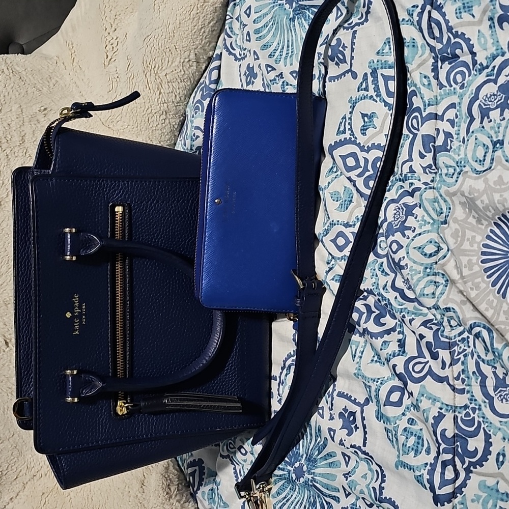 Dark Blue Kte Spade Purse & Medium Blue Wallet